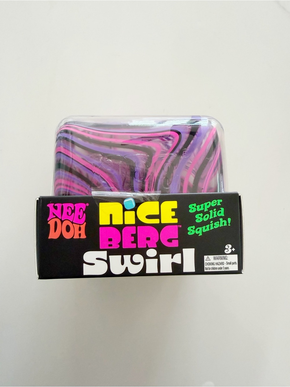 NeeDoh Nice Berg Swirl PINK/PURPLE XL Extra Large Super Solid Squish Rare Sealed